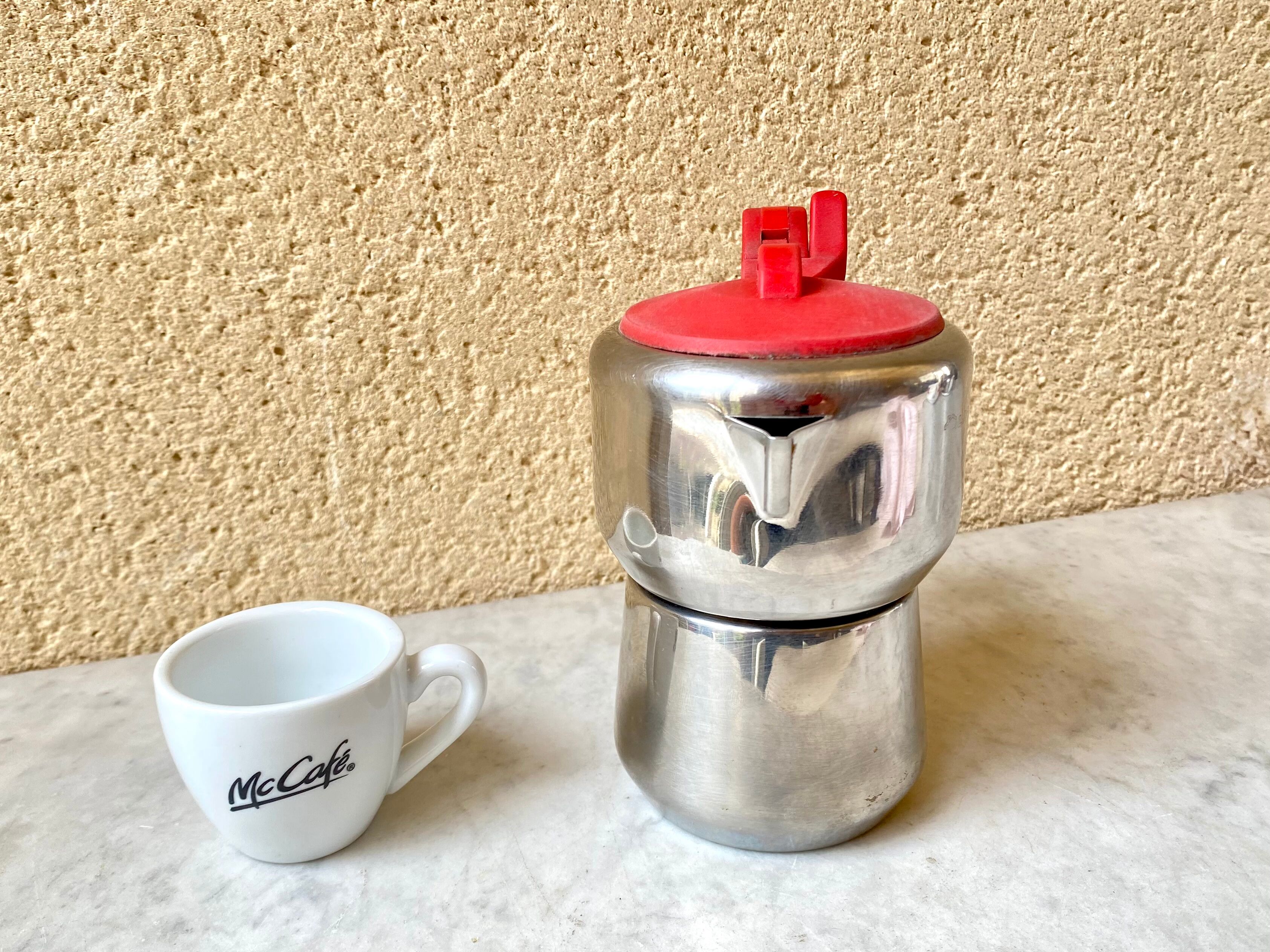 Italian coffee maker 3 cups lagostina vintage 60s design streamline stainless steel 18/10