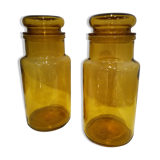 Two amber jars