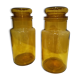 Two amber jars