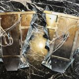 Pair of kinkeldey wall lamps, 4 levels, cut crystals germany, 1970