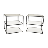 2 tables, black metal contemporary sofa pieces and glasses on 3 levels 60x60x60