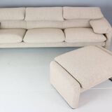 Vico Magistretti "Maralunga" footstool re-upholstered For Cassina