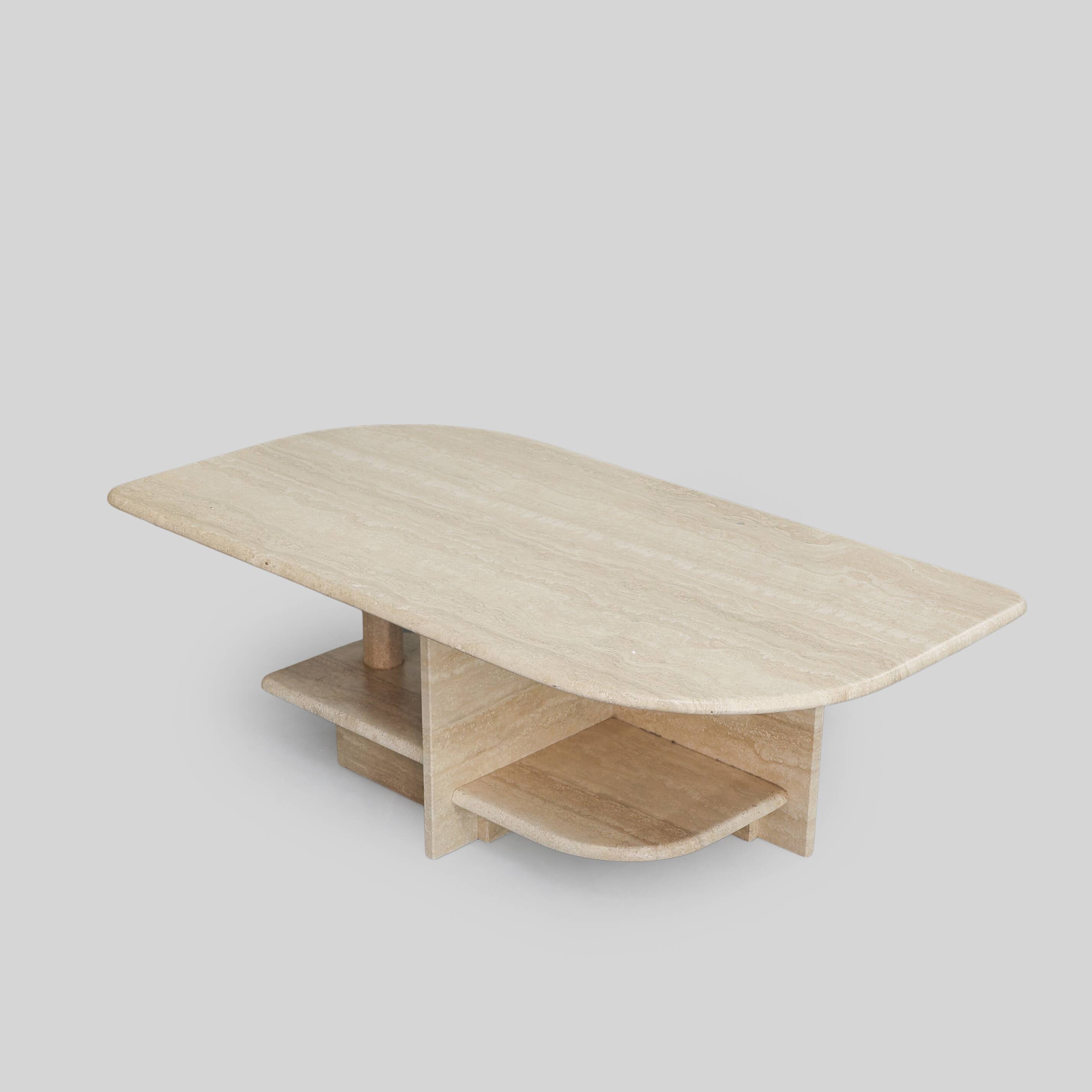 Vintage Italian Travertine Coffee Table, 1970s.