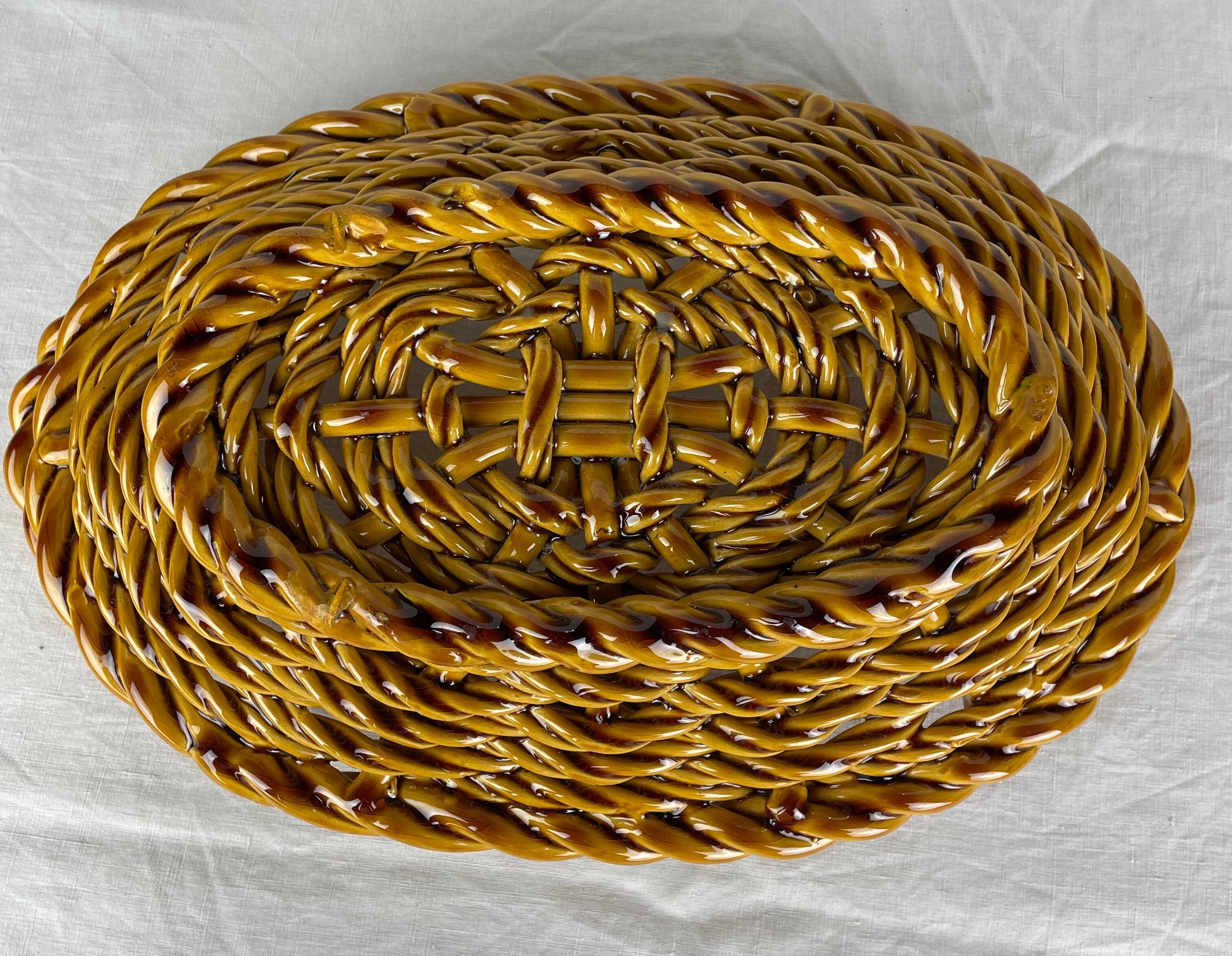 Ocher-colored ceramic basket