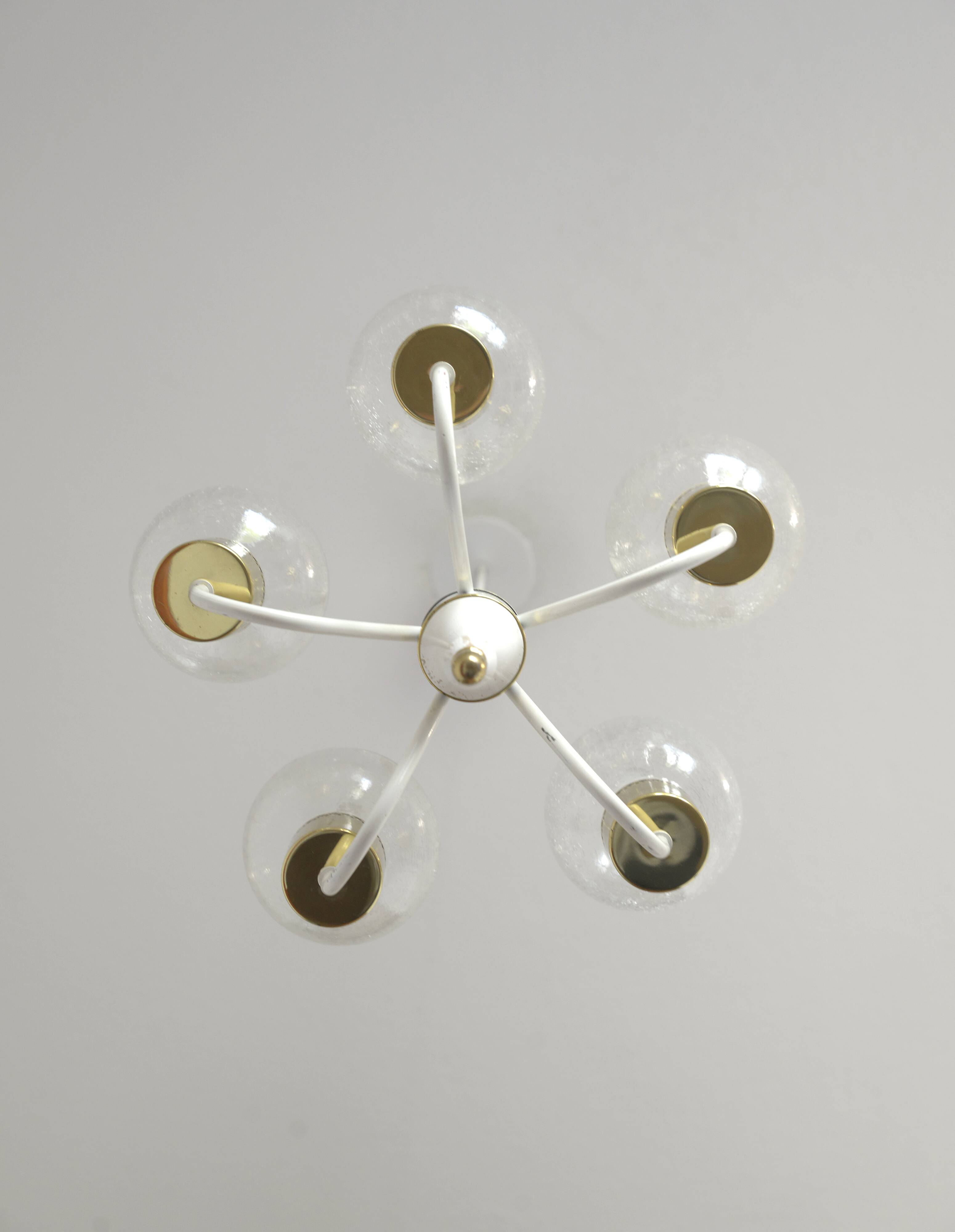 Vintage pendant light white eclectic chandelier hanging lamp Germany 1970's
