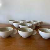 Set of 9 JARS White Ceramic Cups with Blue Grey Interior