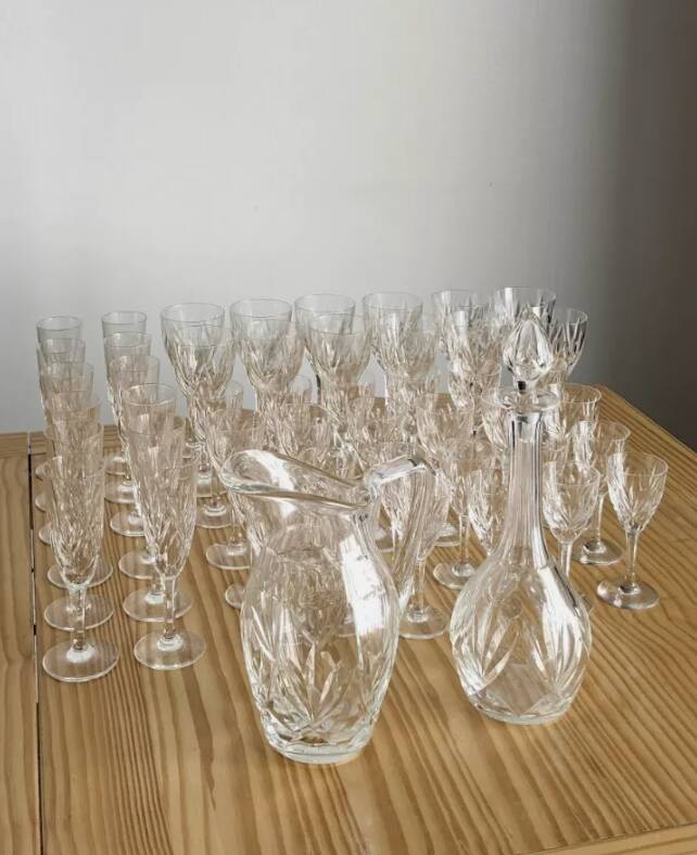 Complete Saint Louis crystal service - Chantilly pattern (50 pieces)