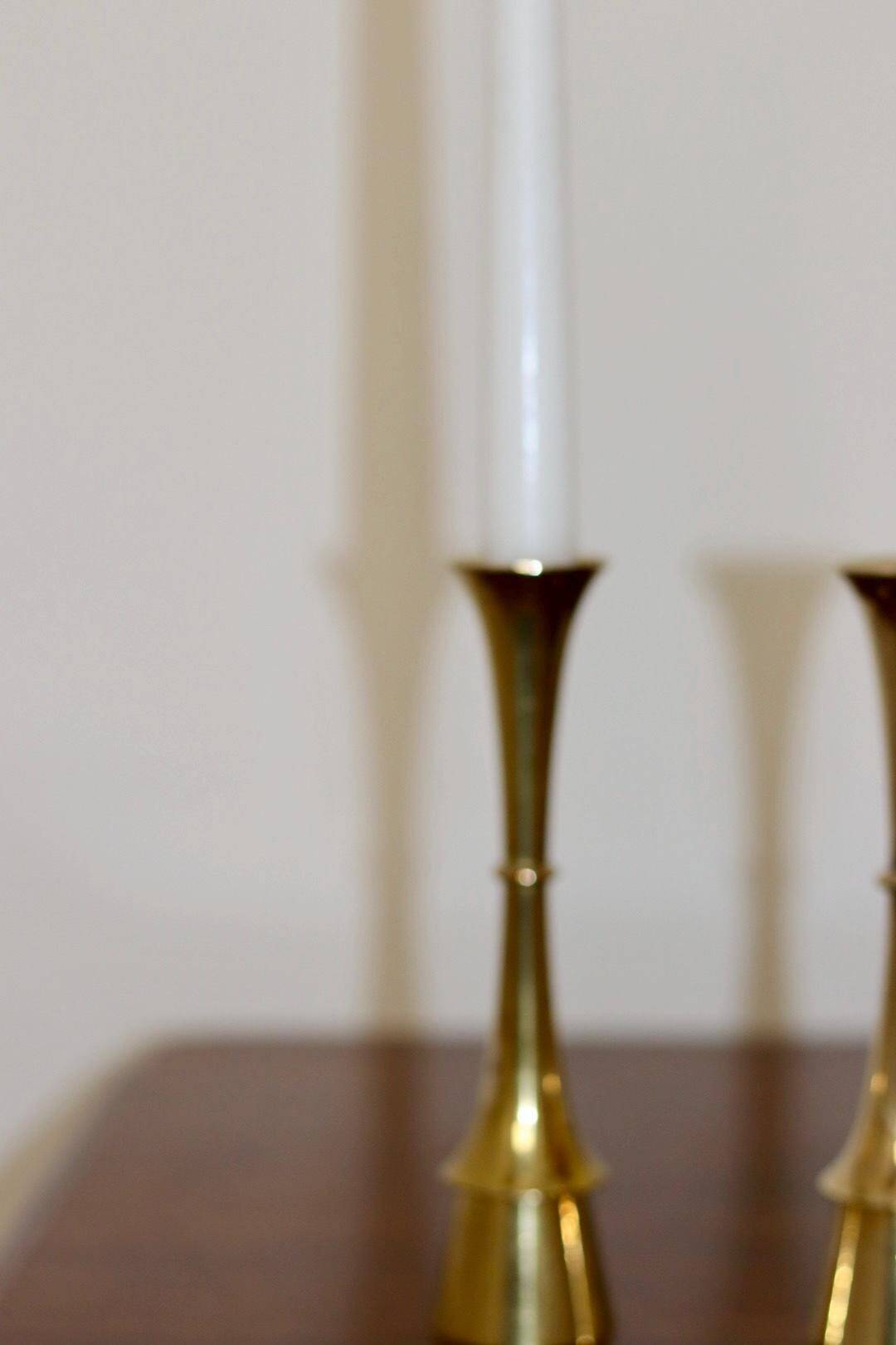 Pair of Scandinavian brass candlesticks from the 1950s by Dansk Designs.