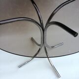 Smoked glass and chrome round table 1970