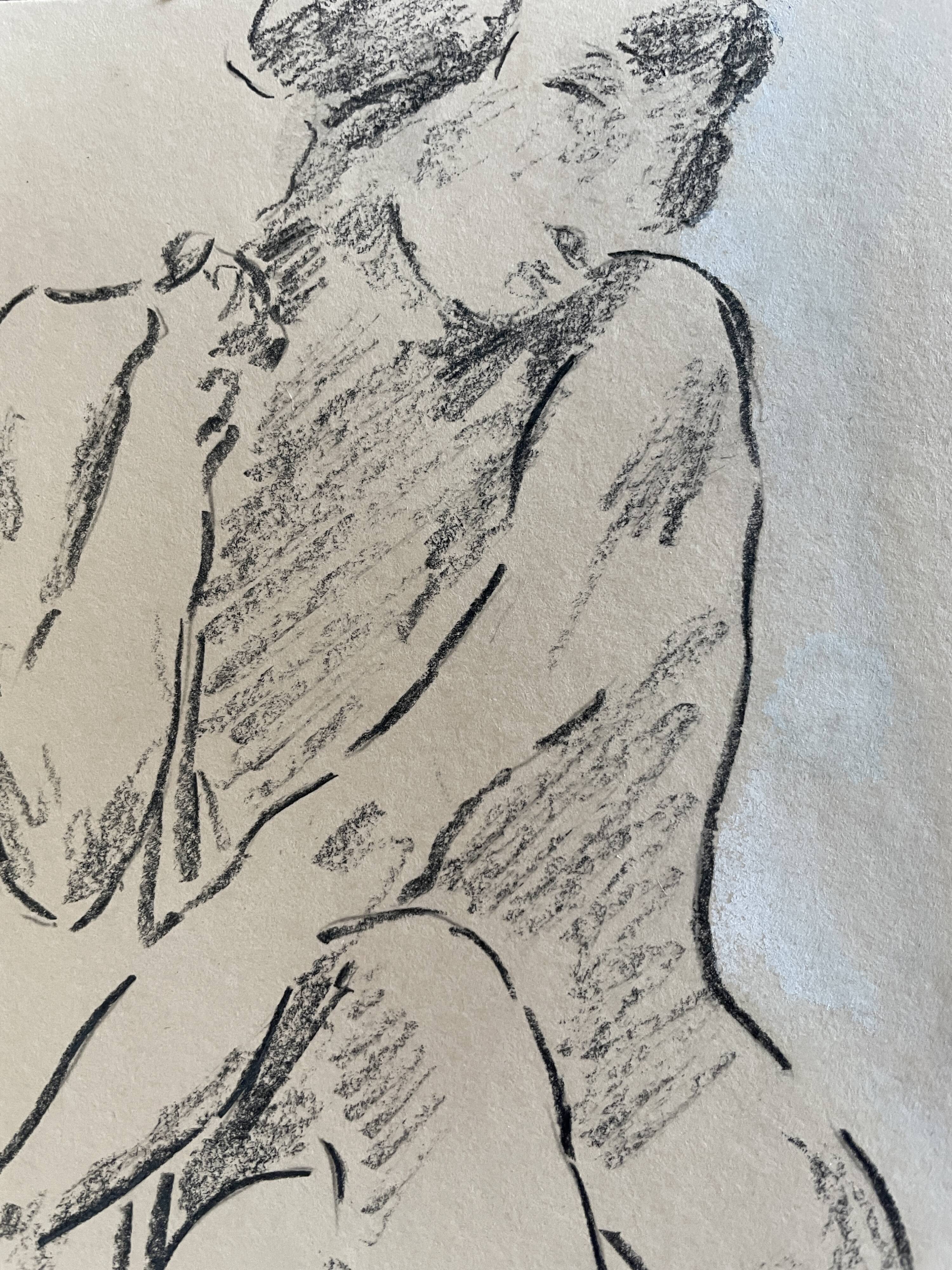 Tableau dessin Fusain signé « portrait de danseuse »