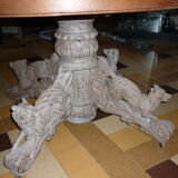 Henry II table in cheeteteteting scultating into hunting dog and wild boar .