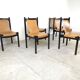 Vintage italian sling leather dining chairs, 1960s