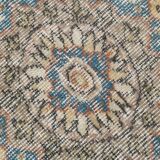 Tapis Persan Ancien – Fait Main Vintage à Médaillon, Tons Bleu et Brique