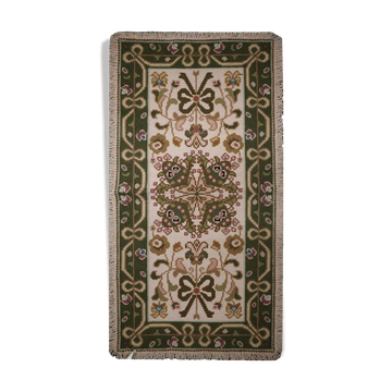 Tapis needlepoint traditionnel portugais zone de laine tapis beige vert65x135cm