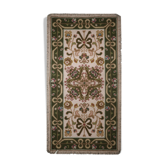 Tapis needlepoint traditionnel portugais zone de laine tapis beige vert65x135cm