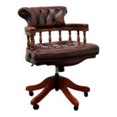 Chaise de bureau Chesterfield anglaise en bordeaux
