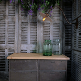 Military furniture metal console with wooden top and 6 drawers