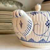 Sugar pot, Sarreguemines jar in white and blue earthenware, "Copenhagen" service - early 20th century