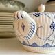 Sugar bowl, Sarreguemines earthenware jar in white and blue, "Copenhagen" pattern - early 20th century