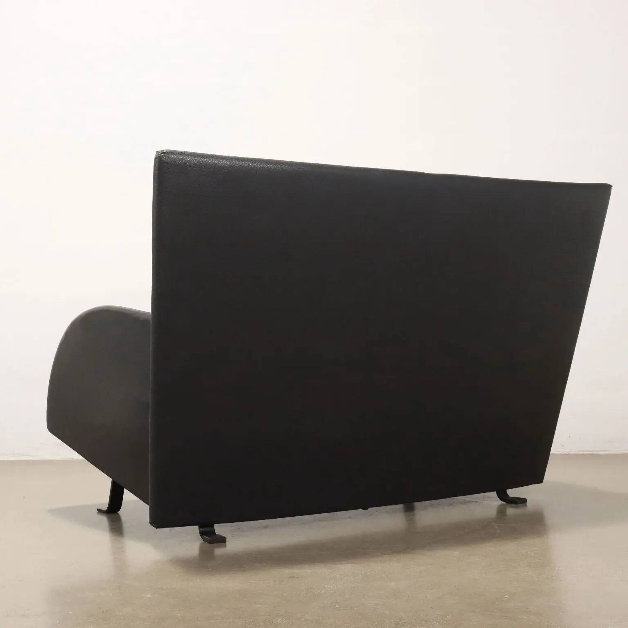 1980s vintage velvet and faux leather sofa with pillowcases, Italy.