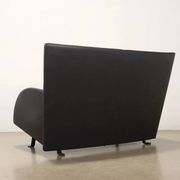 1980s vintage velvet and faux leather sofa with pillowcases, Italy.