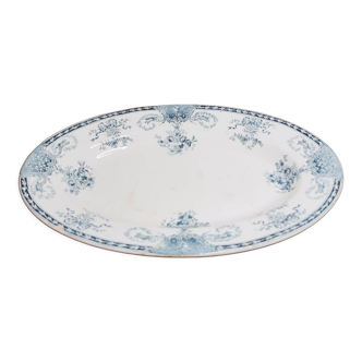 Oval serving dish in Longwy earthenware "Fontainebleau"