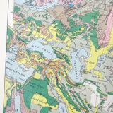 Carte vintage Asie Chine Urss Inde Japon 43x43cm de 1950