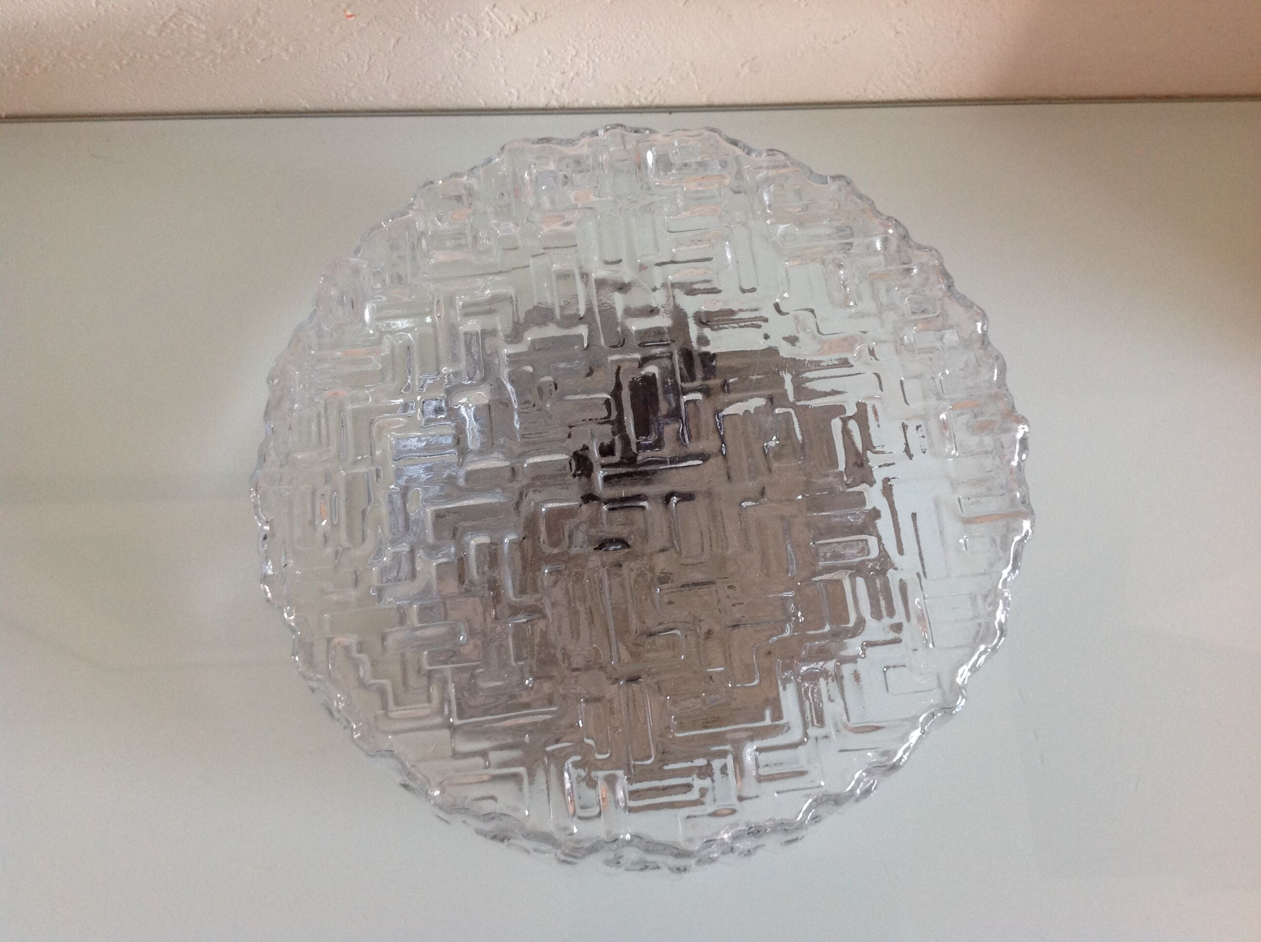 Round ceiling lamp in bulled glass / vintage 60s/70s