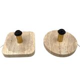 Set of 2 Hollywood regency Travertine table lamp base, Italy 1970s