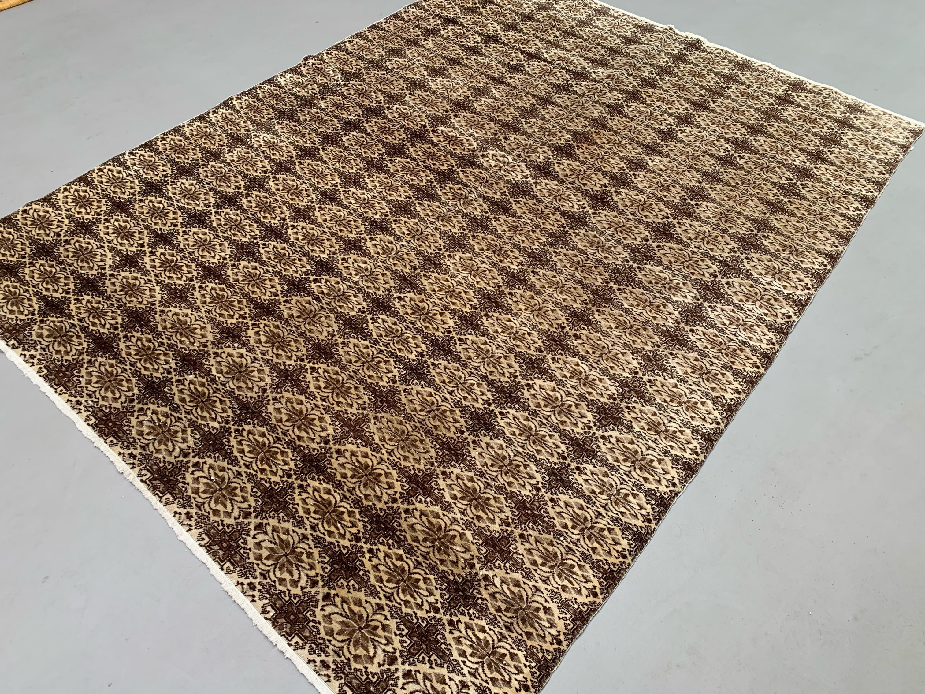 Vintage Turkish rug, tribal wool carpet, 272x200cm
