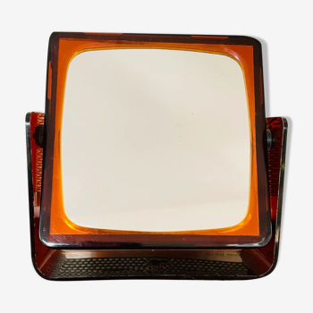 Vintage swivel mirror 70 ́s amber plastic