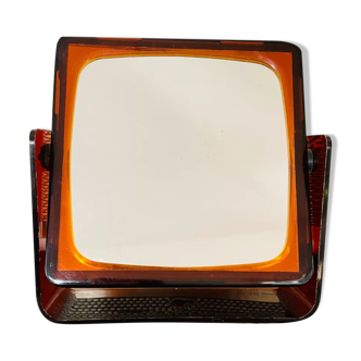 Vintage swivel mirror 70 ́s amber plastic
