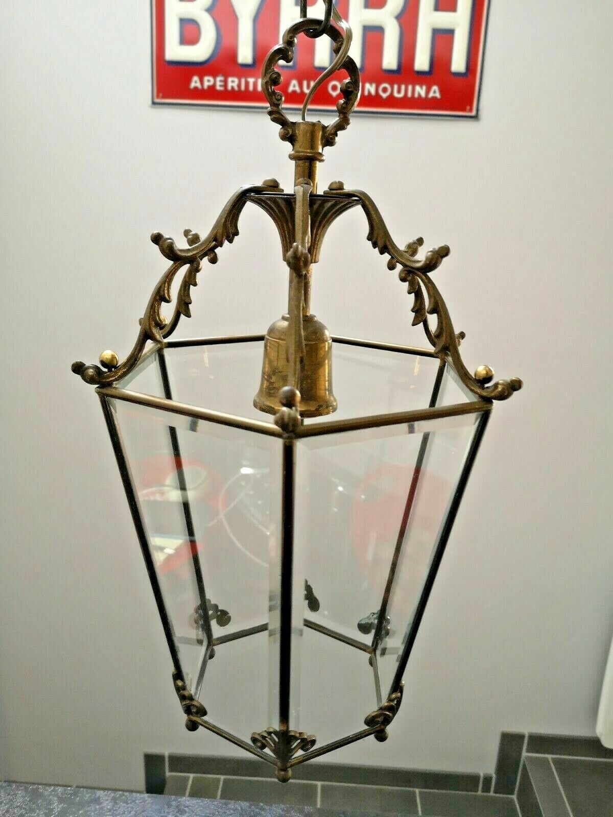Old lantern vestibule bronze style Louis XVI glasses beveled 6-sided