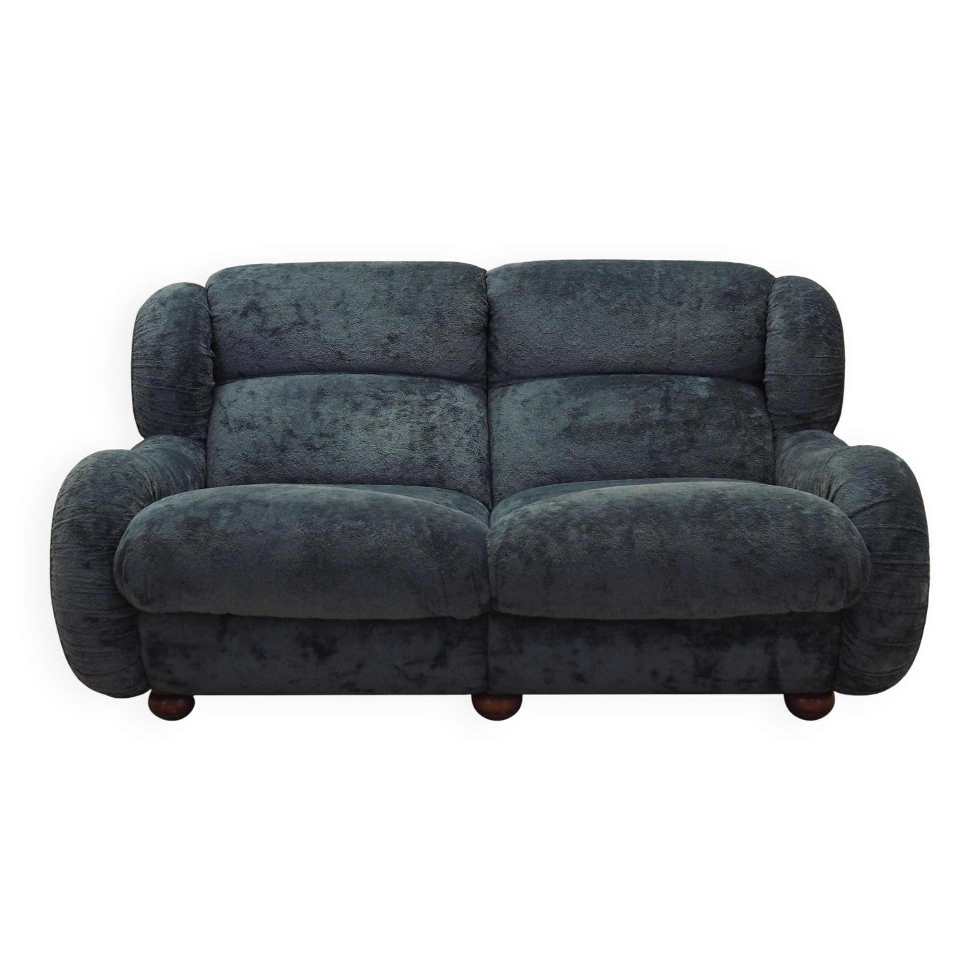 Navy blue velour sofa, Italian design, 1970s, production: Italy