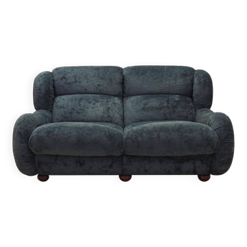 Navy blue velour sofa, Italian design, 1970s, production: Italy
