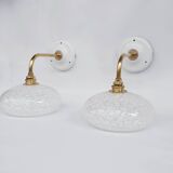 Speckled glass swan neck wall lights