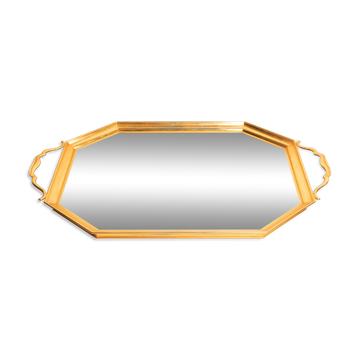 Vintage decorative plate in gold and mirror, Italy, 1960s