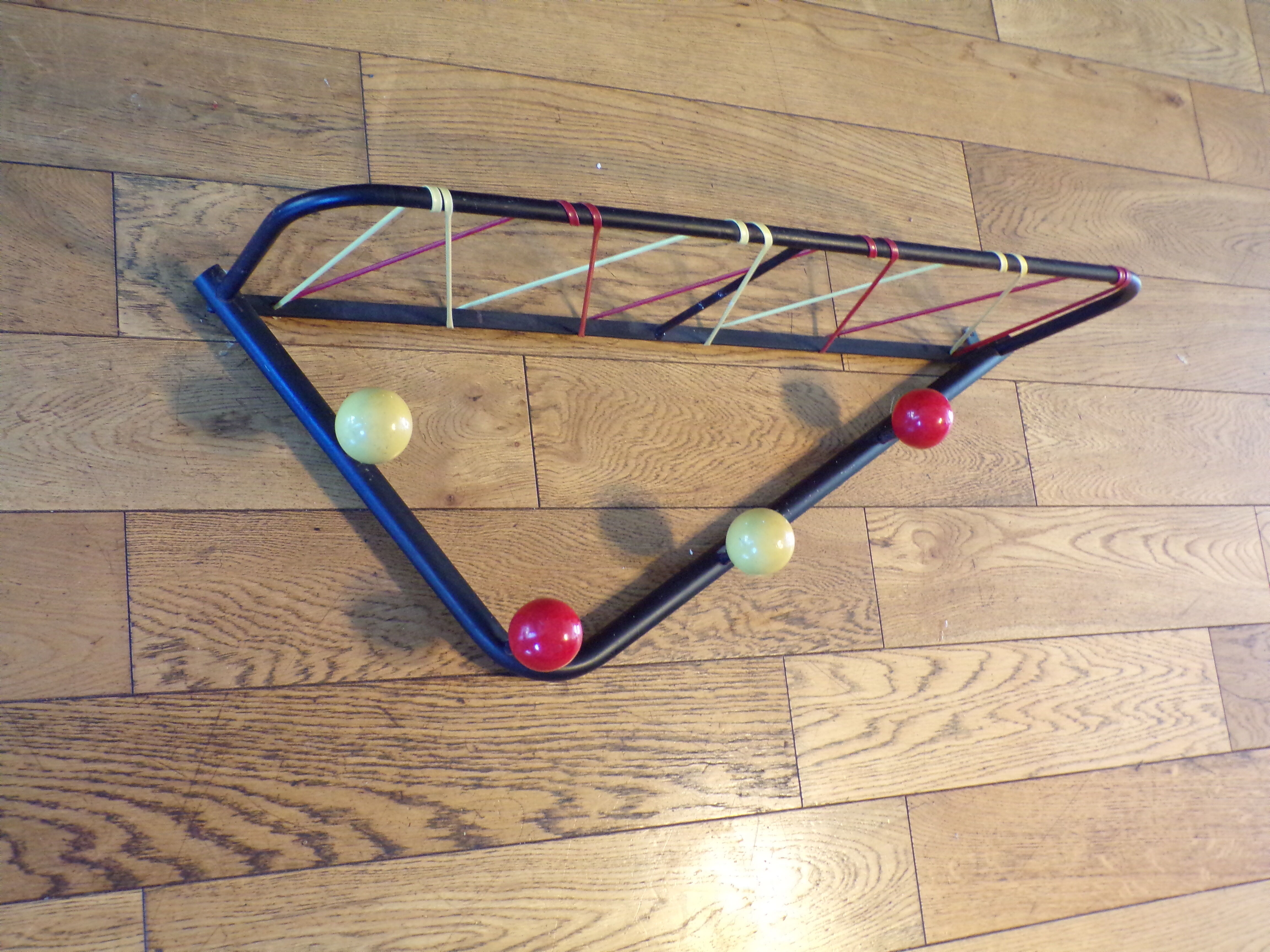 Vintage coat racks wooden balls with scoubidou shelf