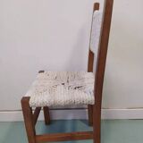 Wooden chair with woven rope seat