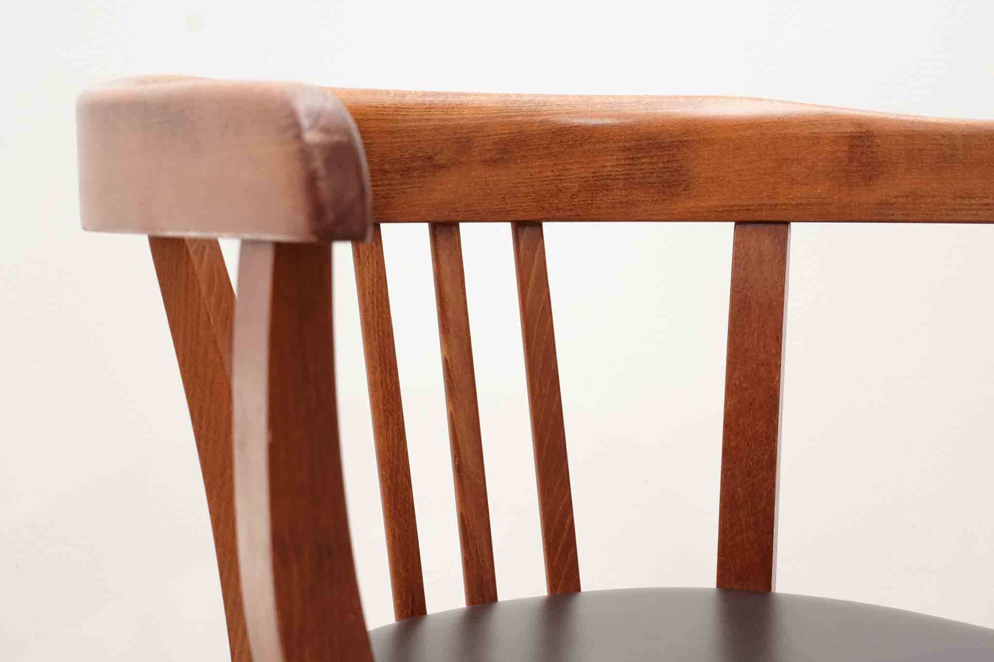 Stoelcker chair in black faux leather and oak