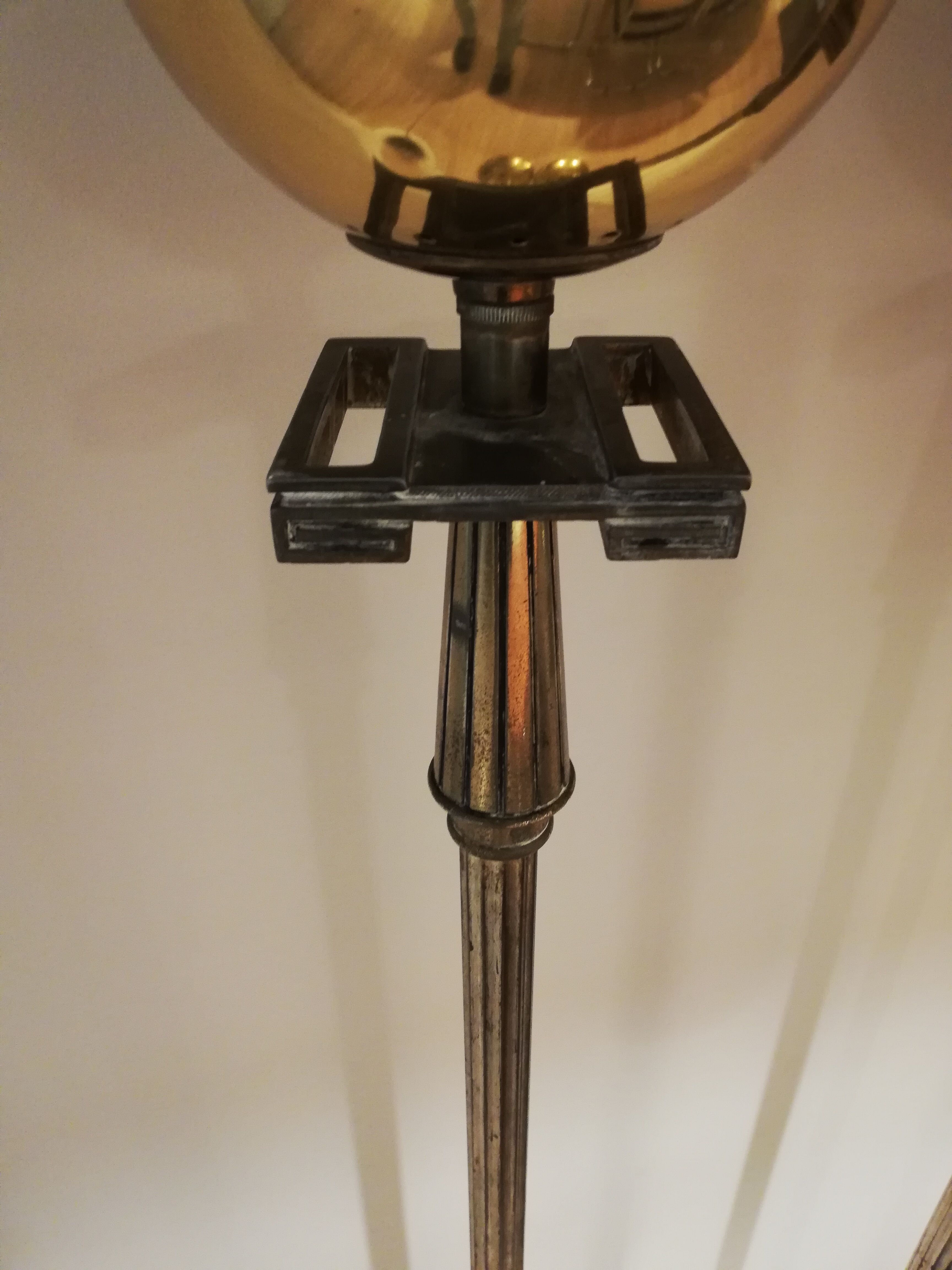 Pair of milked art deco metal lampposts