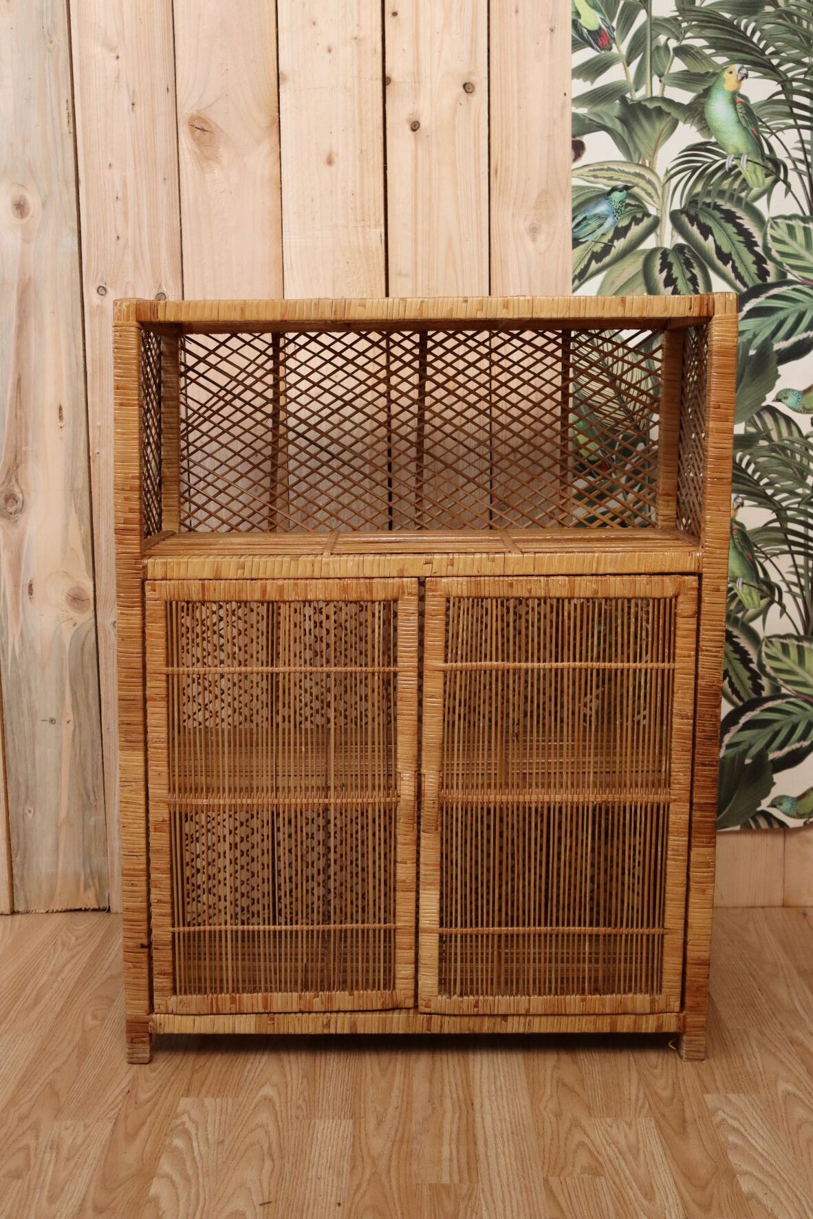 Braided rattan buffet
