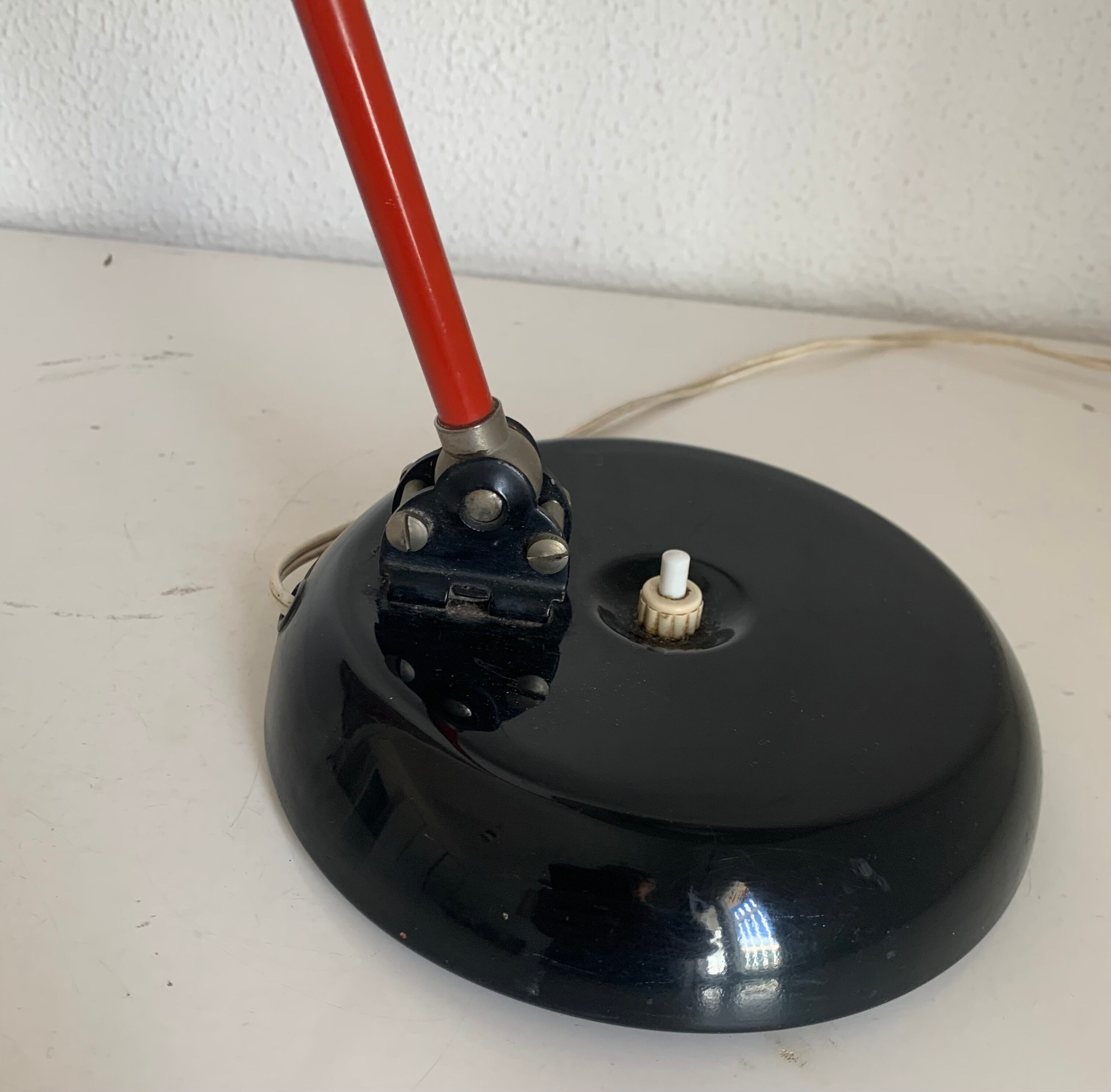 Vintage lamp 1960 desk diabolo red cardinal - 45 cm