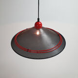 Postmodern black steel and red hanging pendant,1980s
