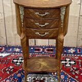 3-drawer side table in rosewood and oak, 1970s Louis XV style work