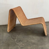 Chaise longue en rotin P3 Tito Agnioli bonacina Années 70 Réédité par Ikea