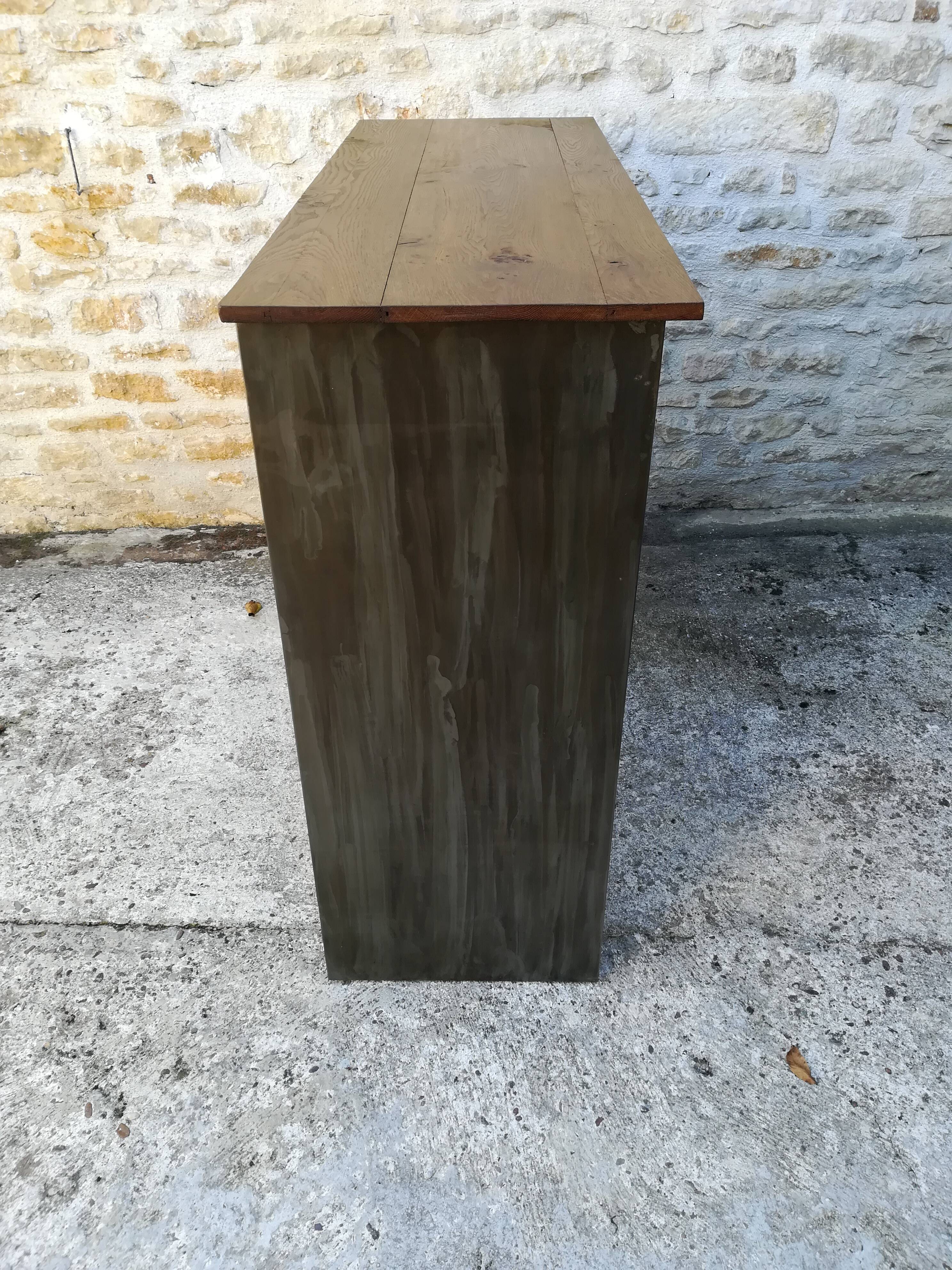 Meuble à rideaux métallique industriel années 60-70
