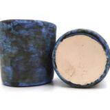 Two blue ceramic liqueur glasses by Jacques Blin, 1950s.