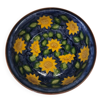 Portuguese ceramic dish decorated with sunflowers