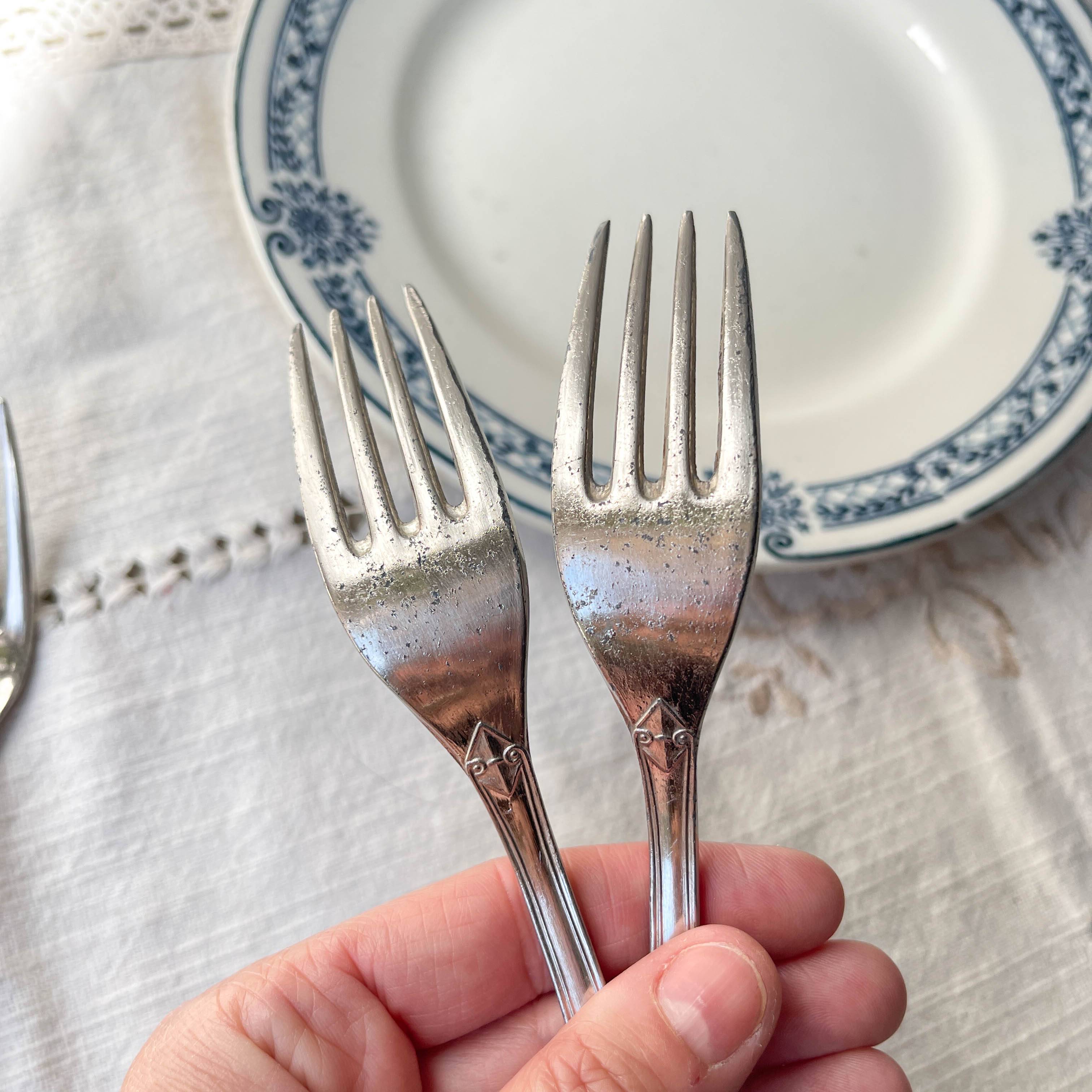 10 Vintage Rocaille Style Metal Forks
